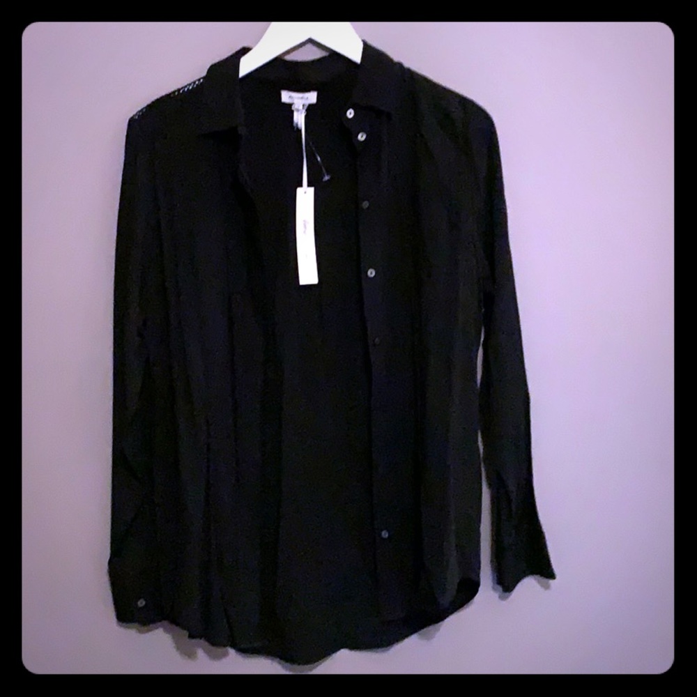 Long sleeved button down black blouse